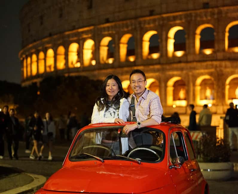 Rome: Night Tour in a Vintage Fiat 500 with Aperol Spritz - The Colosseum after dark: seeing the icon without the day crowd feel