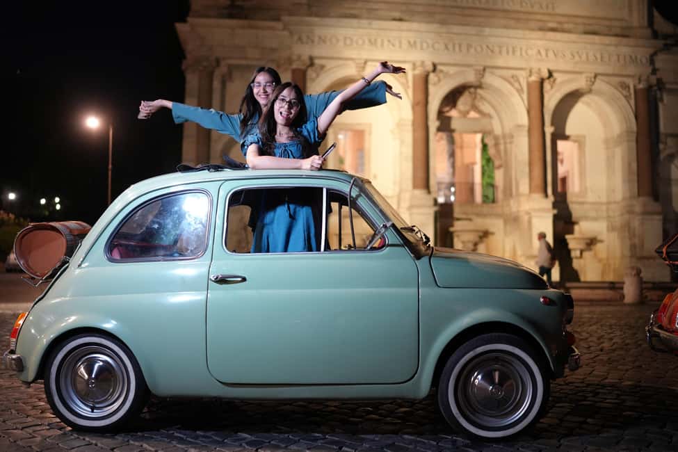 Rome: Night Tour in a Vintage Fiat 500 with Aperol Spritz - Giardino degli Aranci: a calmer pause in the middle of the loop